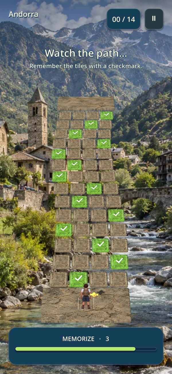 Safe stones marked with checks on the path