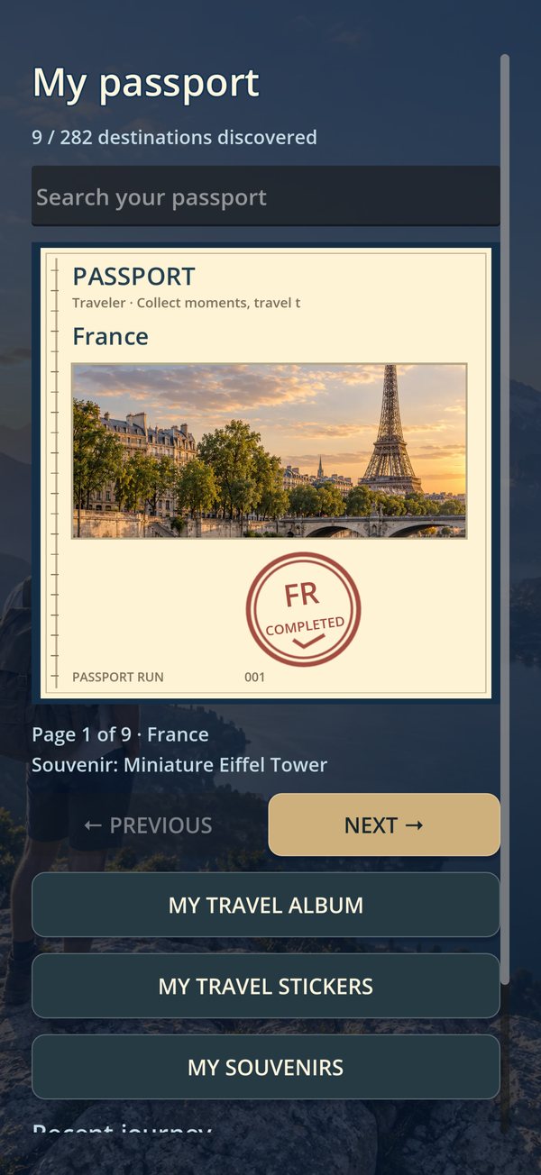 A stamped passport page for France